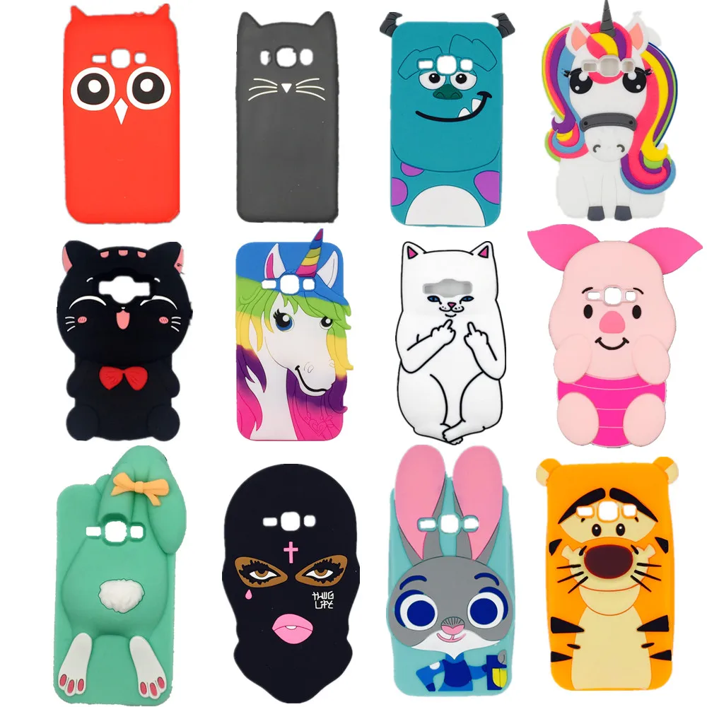 

3D Cute Cartoon Rainbow Unicorn cat owl Soft Silicone Rubber Case Cover For Samsung Galaxy (2016 Edition J1) J120 J120H J120F