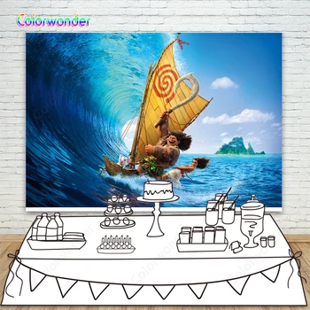 

Moana Theme Photo Studio Background Moana Maui Surfing Pacific Sea Wave Vaiana Photo Studio Backdrop Children Background Vinyl