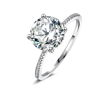 

LESF 3 Carat Wedding Rings Round Cut Fashion Style 925 Sterling Silver Engagement Band Gift Jewelry For Women