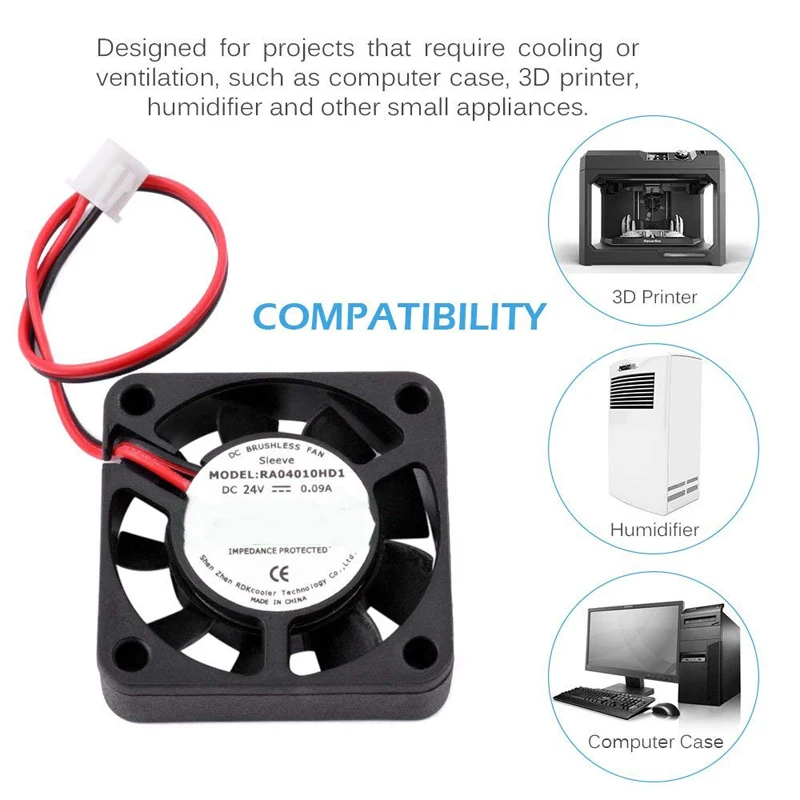 Aokin вентилятор 4010 12 В 40x40x10 мм бесщеточный вентилятор постоянного тока для радиатора кулер охлаждающий радиатор для 3d принтера охлаждающий вентилятор 4010 вентилятор 24 В