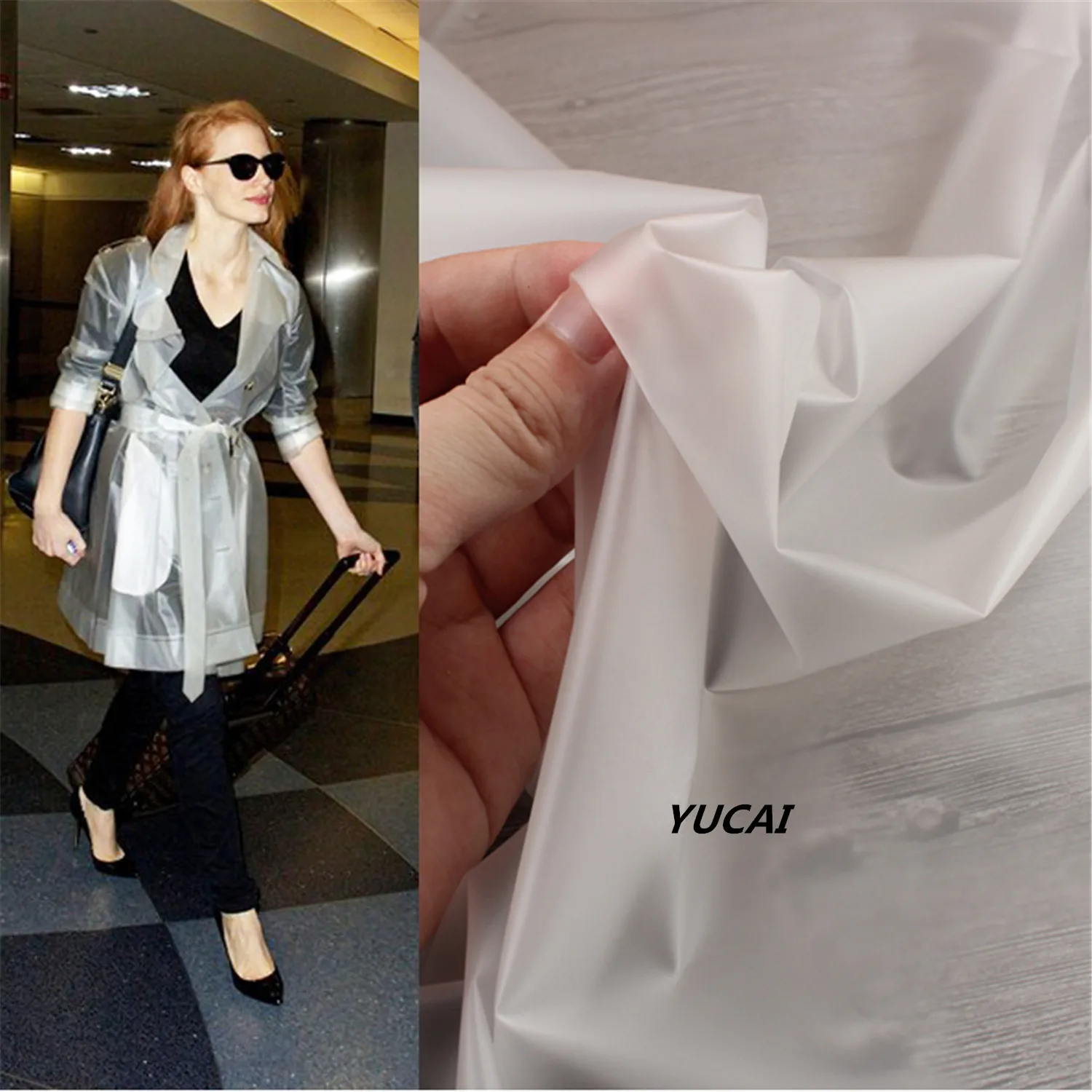 

Translucent Mist side TPU Fabric Raincoat See-through Clothing Bag Waterproof Fabric Creative Waterproof Film Fabric DIY