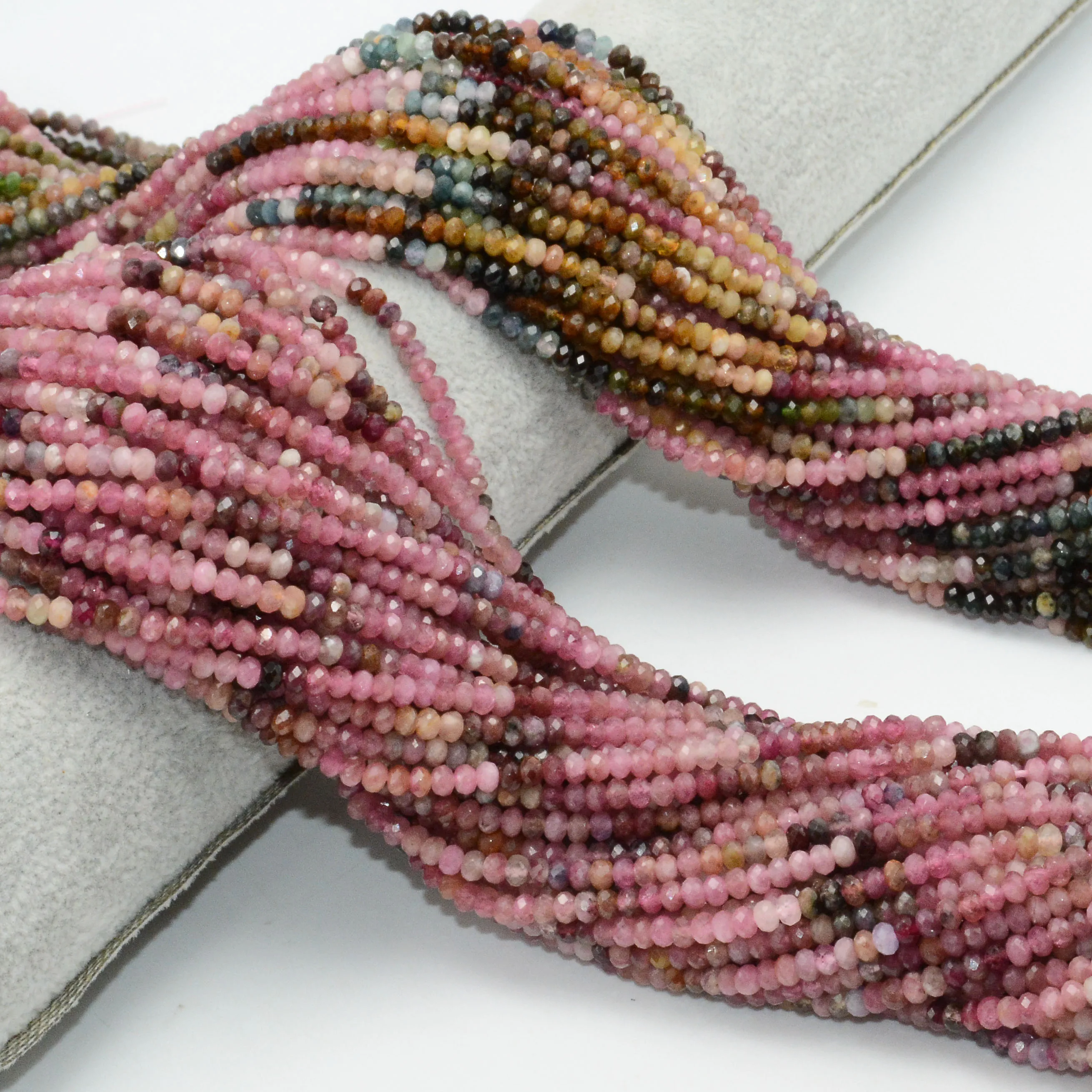 

Natural Multiple Tourmaline Faceted Rondelle Beads 2.5mmx3.5mm - Classed Color