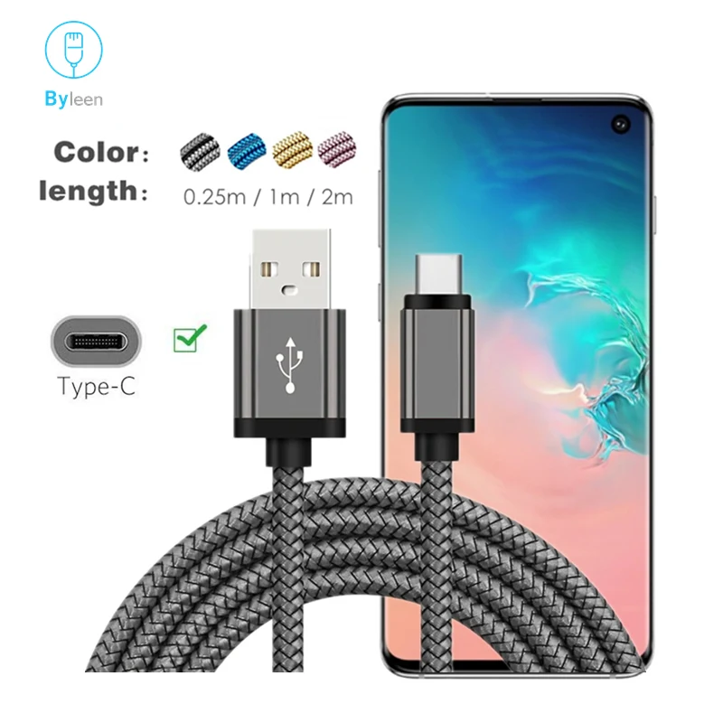 

2m long USB 3.0 Type C Charger Cable for Samsung Galaxy S10 S10e S10+ S9 S9+ S8+ Note 9 8 A3 A5 A7 2017 A320F A520F A720F C5 Pro