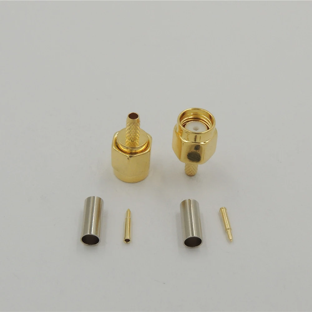 200 шт. позолоченный штекер SMA прямой обжимной кабель RG174 RG316 LMR100 RF коаксиальные