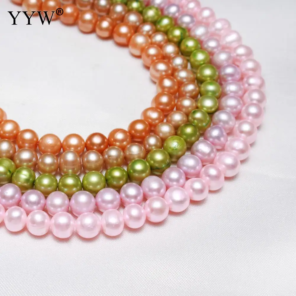 

YYW High Quality Cultured Potato Freshwater Pearl Beads 7-8mm Approx 0.8mm Hole 15.3 Inch Strand pearl beads for jewelry making