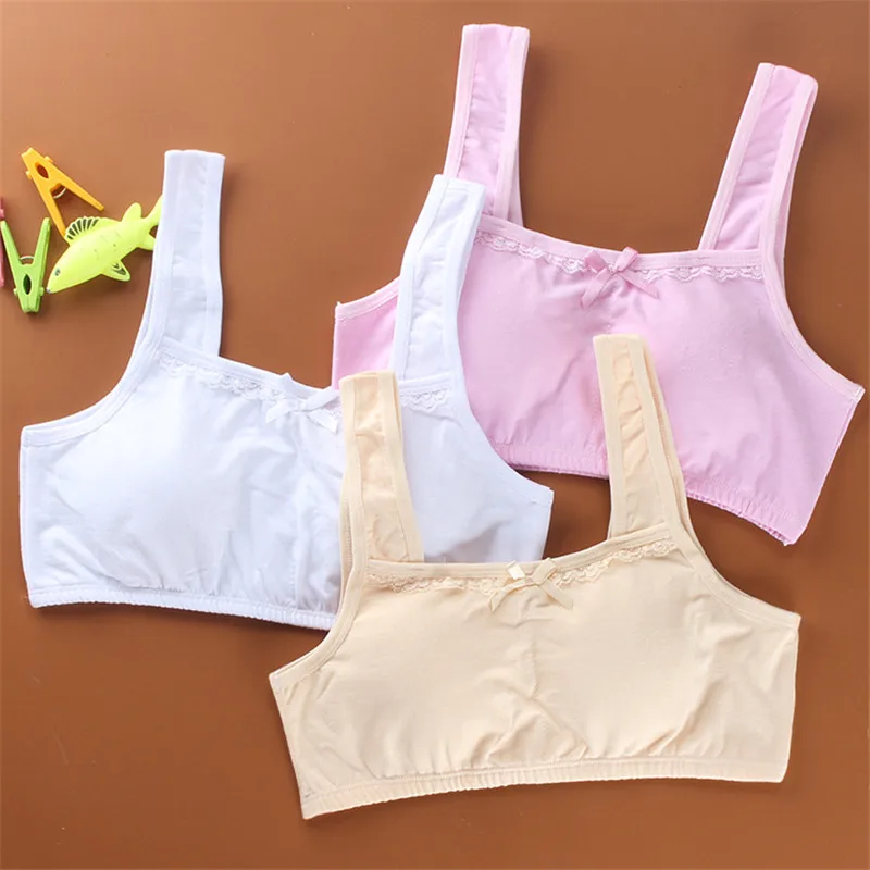 Kids Bras for Puberty Girls Free Size Sports Bra Set Pure Color Soft