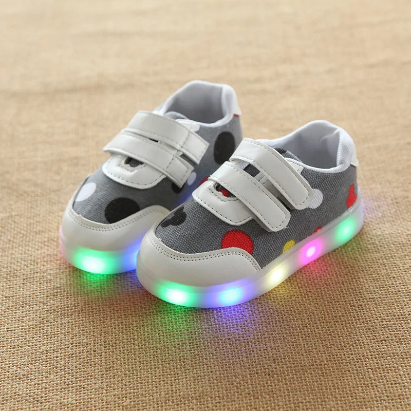 

2018 All season dots LED lighted baby casual shoes Glowing excellent fashion baby sneakers fashion girls shoes footwear
