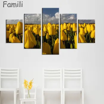 

HD Prints Modular Pictures Home Decor Poster 5 Pieces Beauty Pink Flowers Canvas Paintings Living Room Wall Art PENGDA