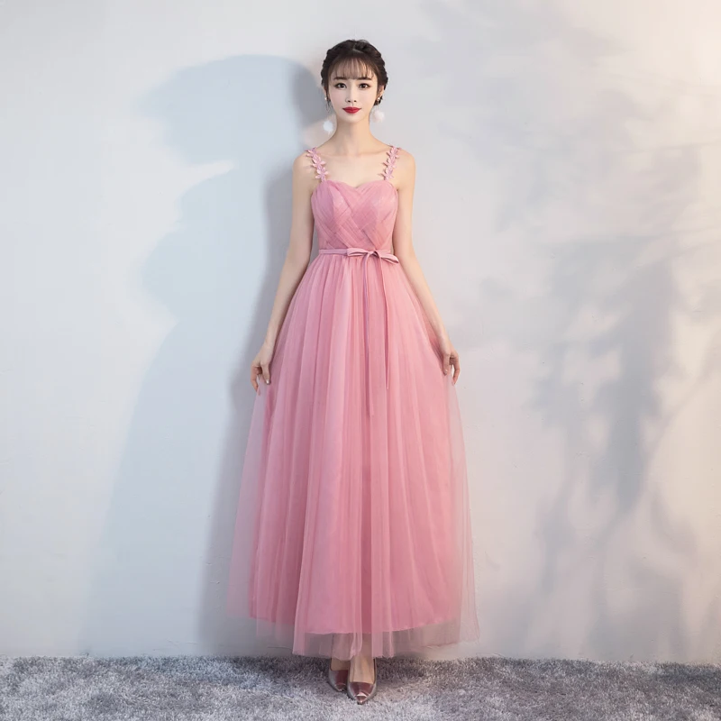 Женское ТРАПЕЦИЕВИДНОЕ вечернее платье до пола розовое Тюлевое с открытой