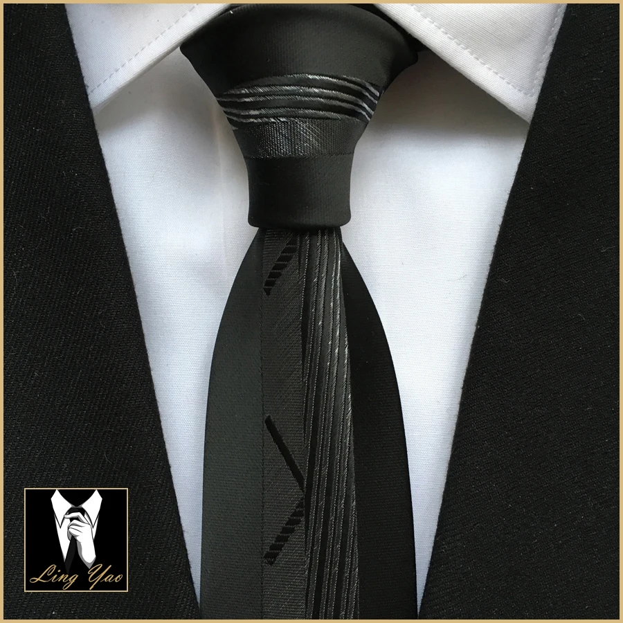 Дизайнера узкий галстук высокое качество микрофибры галстук черный с серебром моды в полоску бесплатная доставка
