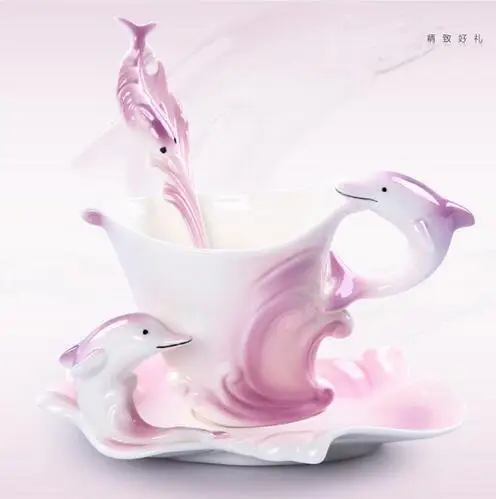 Новая эмалированная кофейная кружка фарфоровая чайная чашка для молока набор креативная керамическая посуда для напитков Европейский костяной фарфор Copo - Цвет: Темно-синий