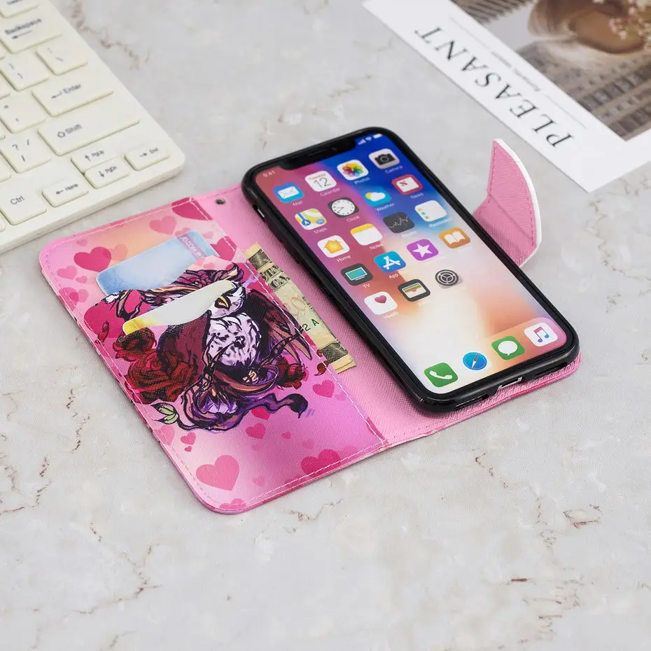 Чехол-книжка из искусственной кожи для iPhone 11 Pro Max X XS XR Max Book, Стильный чехол для телефона iPhone X 6 7 8 Plus 5 SE, чехол с рисунком s