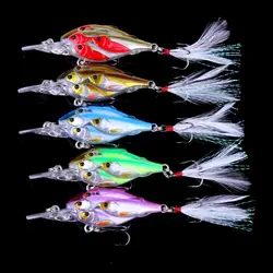 1 шт. дешевые случайных colour6.5CM 6 г группы несколько бионический рыбы приманки Иска Искусственный 2017 3D Глаза Воблера перо крюк бас