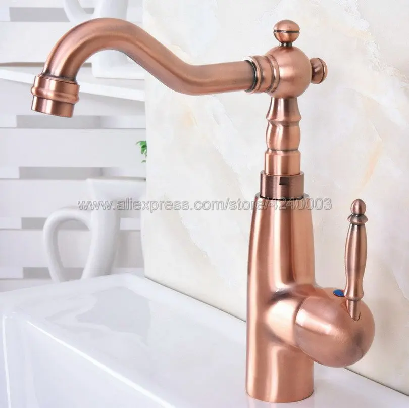 

Antique Red Copper Basin Faucets Bathroom Faucet Gold Mixer Tap Single Handle Hot & Cold Washbasin Tap Knf630