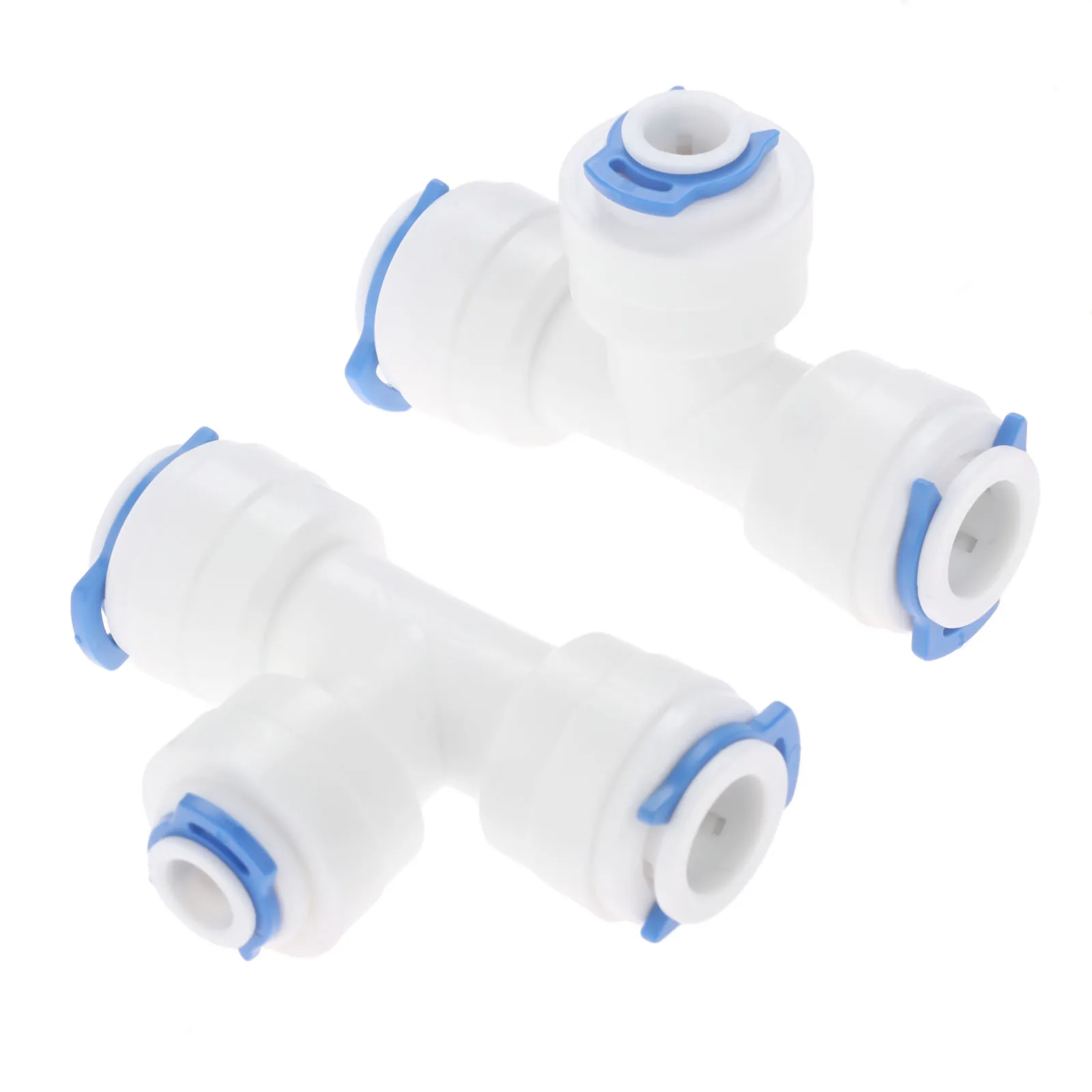 2Pcs 1/4" 3/8" OD Hose Equal Connection Tee RO Water Pipe Coupling Connector T Type Reverse Osmosis Aquarium Quick Fitting