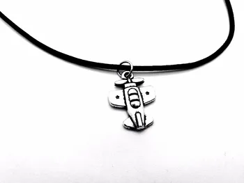 

30PCS Tiny Vintage Plane Pendant Necklace Harry European Airplane Aircraft Charm Leather Rope Necklaces for Birthday Gifts