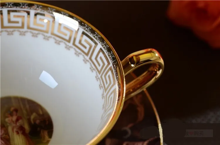 Роскошная картина маслом печать керамическая чашка кофе и блюдце Расширенный костяной фарфор чай ZCP-507