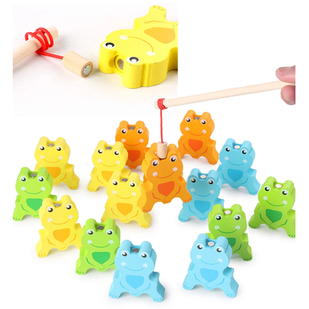 Wooden Stacking Games Frog Interlock Toys Balancing Blocks Games Toddler Educational Toys for 3 4 5 6 Years Old Kids