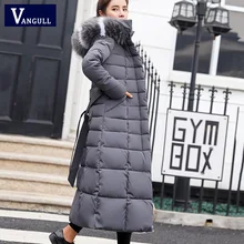VANGULL новые зимние парки женские длинные пальто с длинным рукавом толстое приталенное повседневное пальто для женщин размера плюс 3XL с карманами на молнии