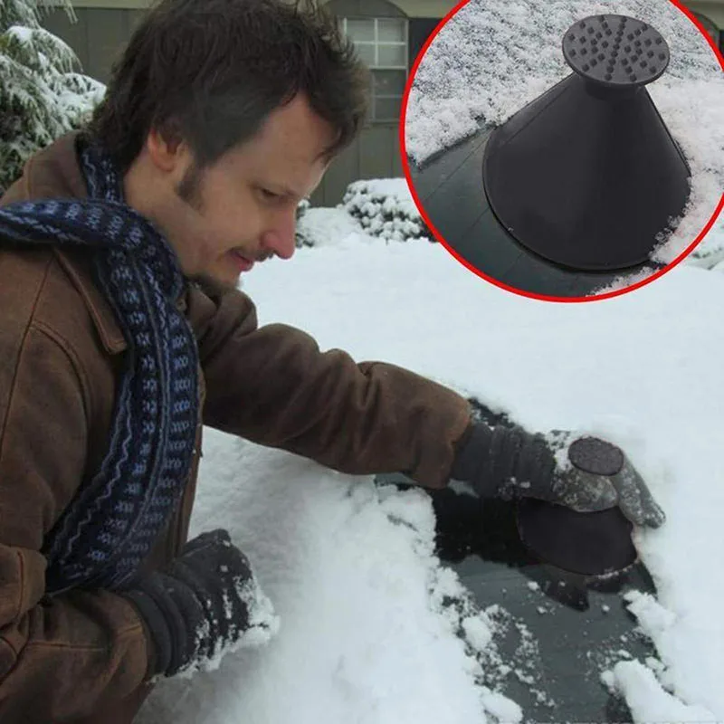 

1PC Car Windshield Snow Shoveling Brush Fuel Funnel Automobile Glass Snow Remover Cone Ice Scraper Remover Deicing Tool