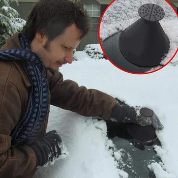 

1PC Car Windshield Snow Shoveling Brush Fuel Funnel Automobile Glass Snow Remover Cone Ice Scraper Remover Deicing Tool
