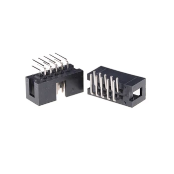 

10pcs Header Connector Double-spaced Pin Male IDC Socket Box DC3 10 Pin 2x5Pin Right Angle Double Row Pitch 2.54mm