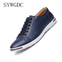 SYWGDC Men Leather Casual Shoes Lace-up Microfiber Leisure Shoes Luxury Brand Male Shoes Men Breathable Sneakers Shoes Men Flats forudesigns fashion denim animals brand design men s casual leather shoes breathable lace up flats lesisure male oxfords shoes