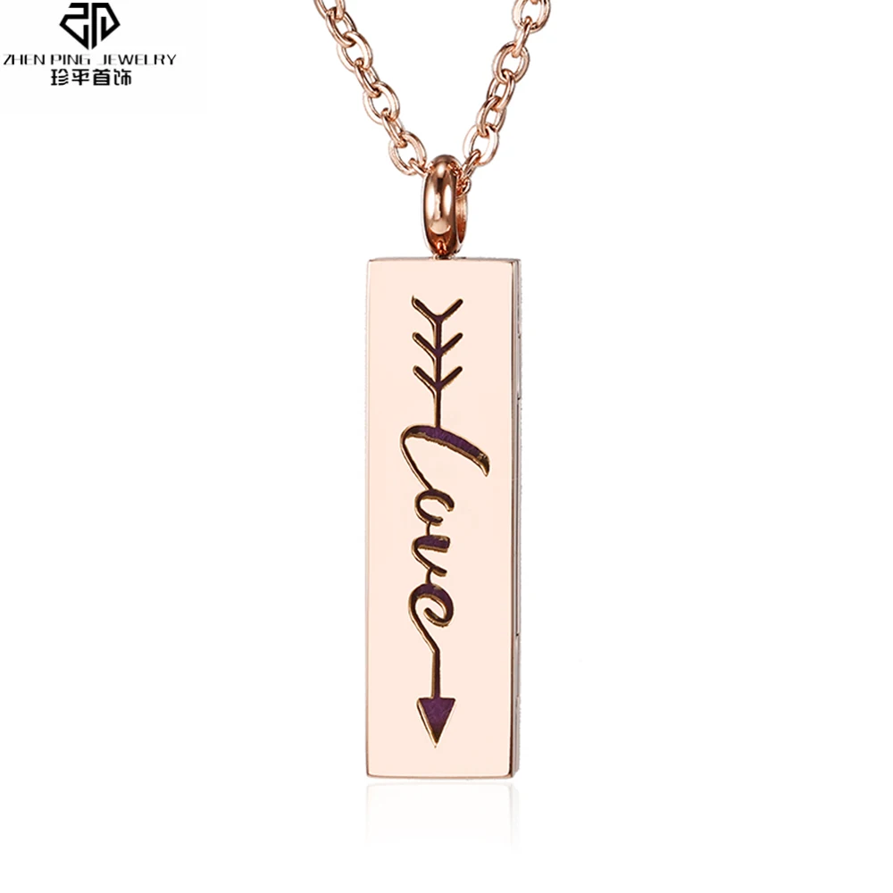 

Rectangle Perfume Diffuser Necklace Rose Gold Color Stainless Steel Magnetic Locket Aroma Essential Oil Diffuser Pendant