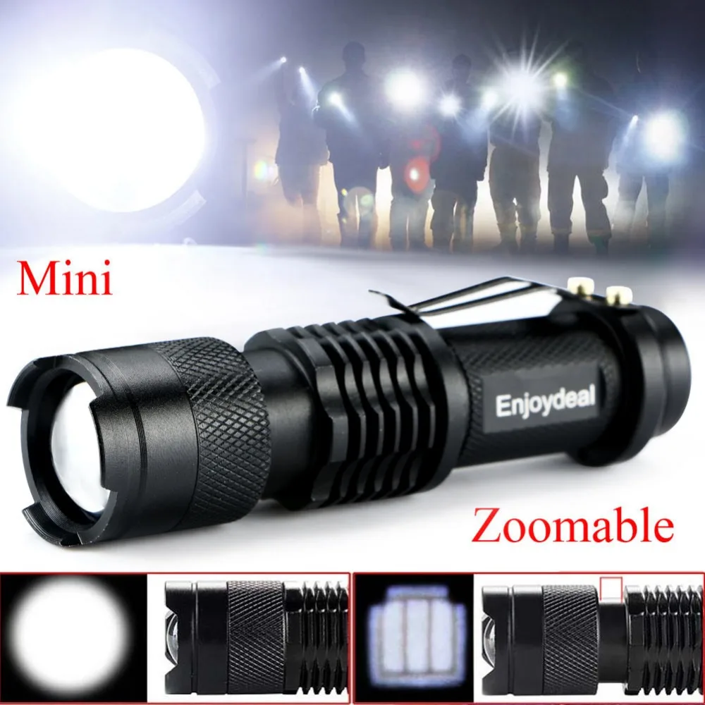 2 Colors Waterproof Mini 1200 Lumen CREE Q5 LED Adjustable Zoom Focus Flashlight Torch Adjustable Focus