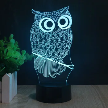 

Owl 3D Novelty Lighting Illusion Lamp 7 Color Changing Touch Table Desk LED Night Light Great Kids Gifts Home Decoration