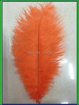 

Free Shipping 100pcs 20-25cm 8-10 inch orange dyed ostrich feathers ostrich feather plumes decorative carnival feathers craft