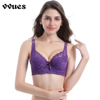 

VVUES Sexy Lace Bras Plus Size Big Size Bra Seamless Push Up Support Lace Bra Bralette Briefs Intimate Underwear Underwire 2019