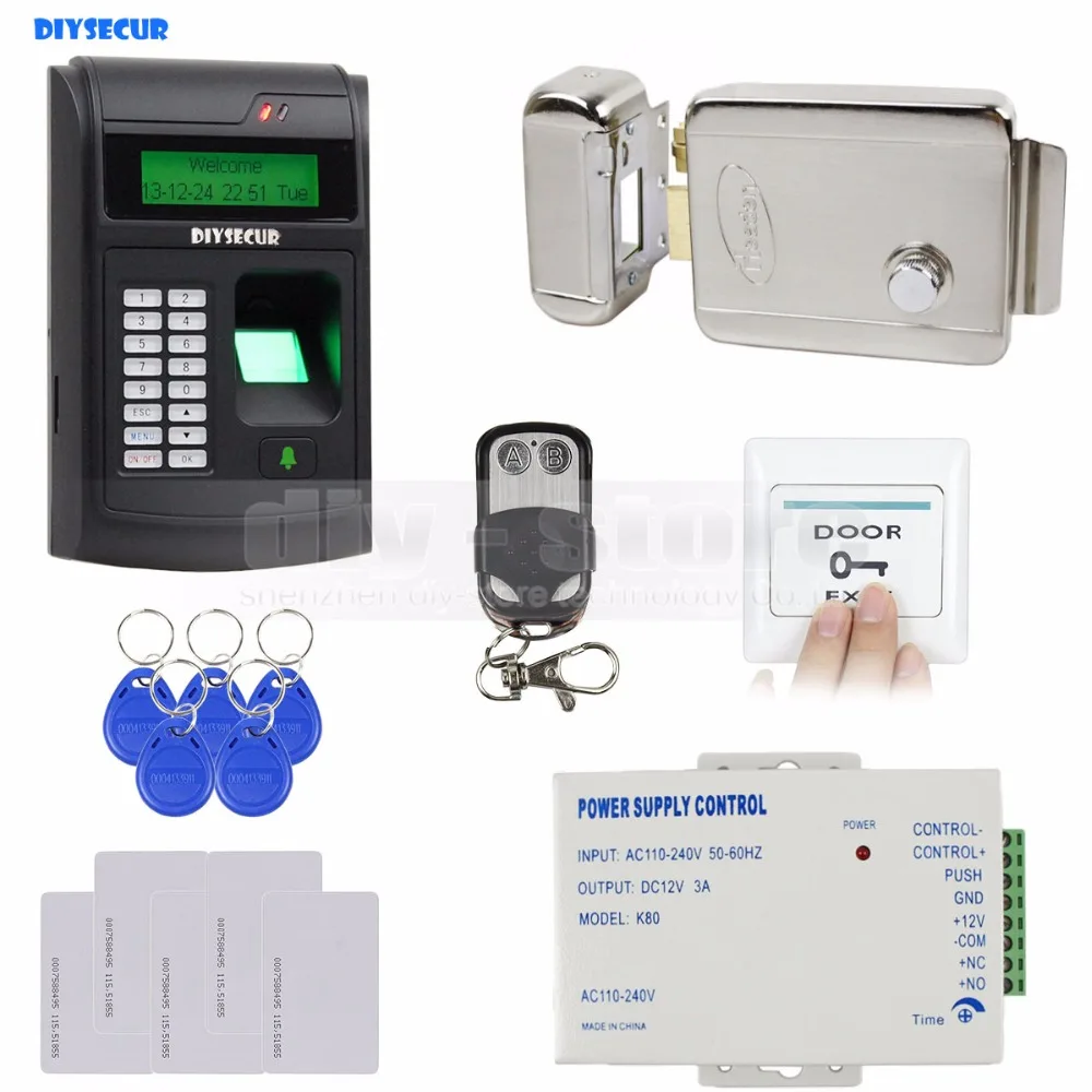 DIYSECUR 125KHz RFID LCD Biometric Fingerprint Keypad ID Card Reader