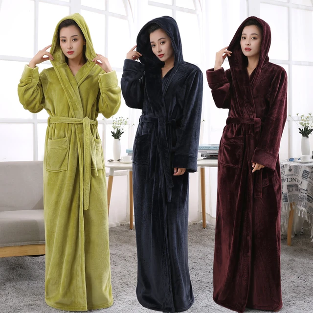 Acrossage Women's Plush Fleece Robe Warm Loose Sherpa Bathrobe Soft Robe  Winter Sleepwear at Amazon Women's Clothing store