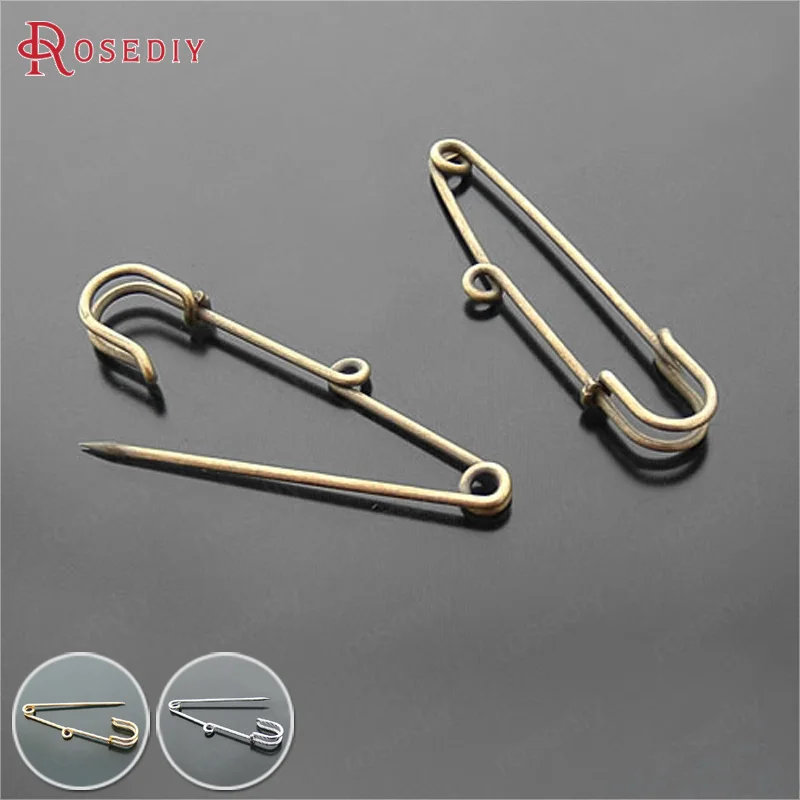 

(20150)20PCS 58x10MM,Thickness:1.5MM Antique Bronze Iron Brooch Base Brooch Pins 1 Hanging hole Diy Jewelry Findings Accessories