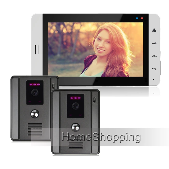 

FREE SHIPPING Home phone New 7" Color White Screen Touch Button Video Door Phone Intercom + 2 Waterproof Outdoor Camera IN STOCK