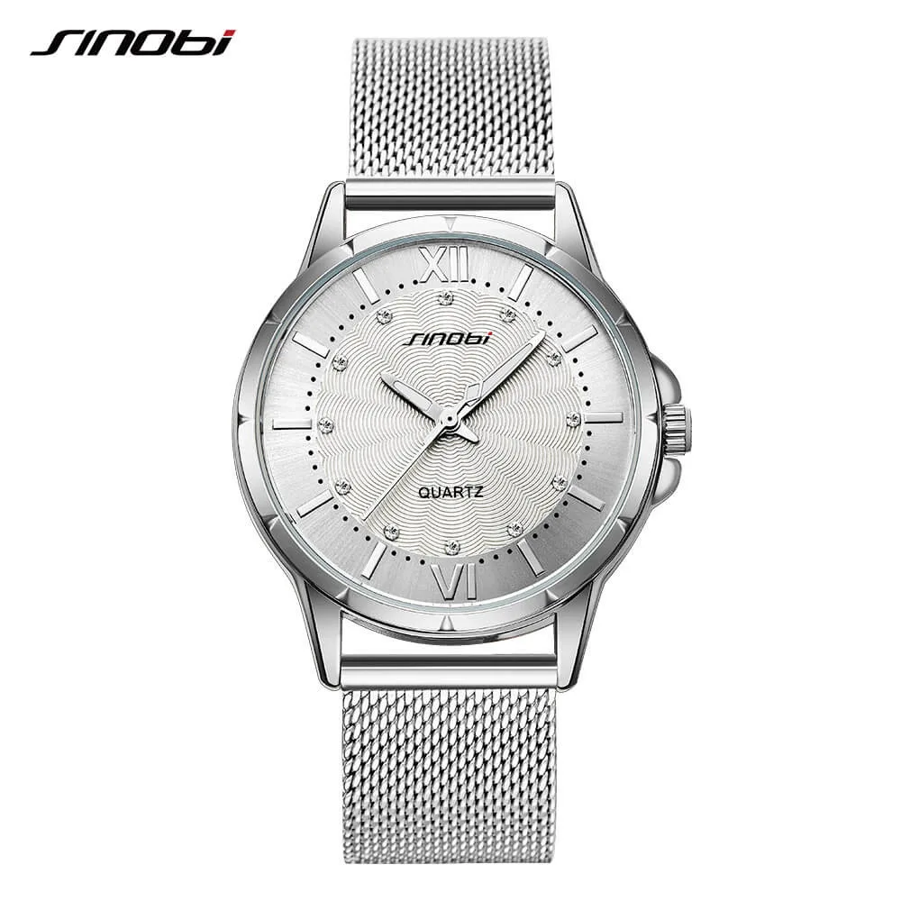 Reloj mujer sinobi, Женские Простые кварцевые часы, Дамский Топ бренд, роскошные женские наручные часы Geneva, женские часы, Relogio Feminino - Цвет: Silver