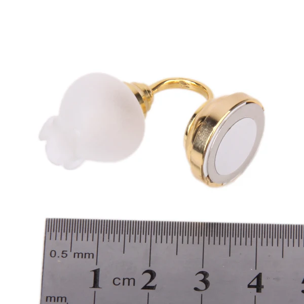 Gold Plated Floral Metal 1:12 Dollhouse Miniature LED Wall Lamp Light Model