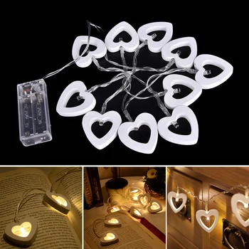

1PC Waterproof Wooden Heart Shaped LEDs Led String Lights Indoor Outdoor Lights For Wedding Party Decoration Warm White Light