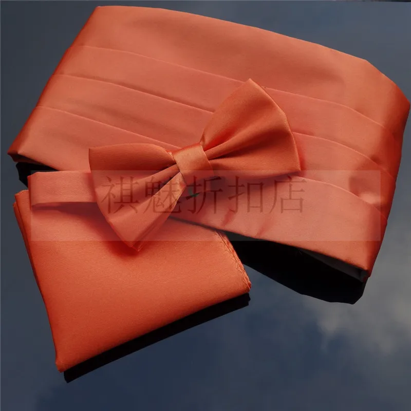 Комплекты Ikepeibao Red Cummerbund Карманный квадратный и галстук бабочка Премиум мужской