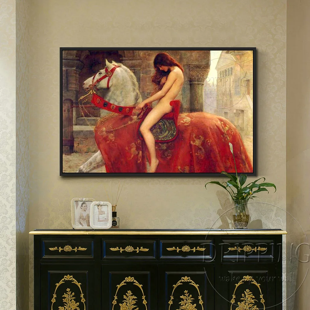 Ручная Роспись Художника Высокое качество леди Godiva картина маслом на холсте