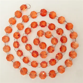 

High Quality Chandelier Crystal Beads Chain 5meters Orange Red For Christmas Party Event Decoration New Arrival