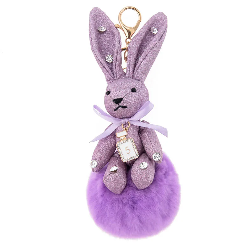 

Bunny Keychain for Women Rabbit Fur Ball Keychain on Bag Luxury Bunny Fur Keyring Jewelry Bag Furry Ball Key Holder Best Gifts