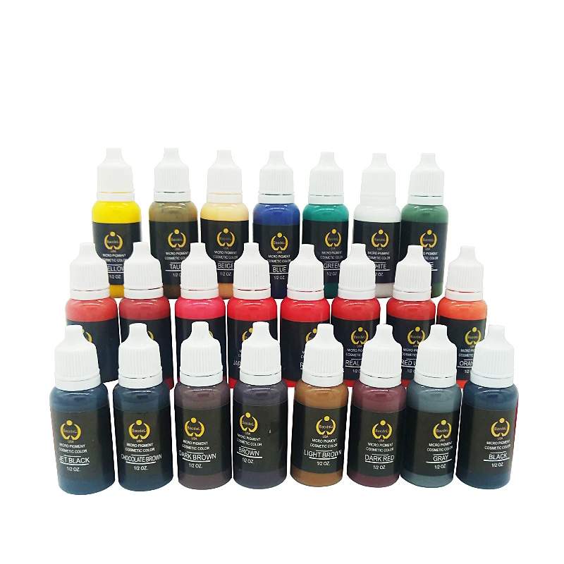 

23colour permanent tattoo ink makeup paint 15Ml thrush pen eyeliner lip color small tattoo paint set body painting beauty kit