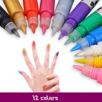 

12 Colors Professional Beautiful 3D Nail Art Pen Nail Polish Paint Drawing Pen Acrylic DIY Nail Pen Carved Pen