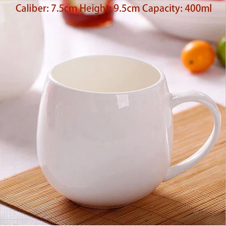 Чистая белая керамика кружка для кофе, молока 320 мл-420 мл большой калибр Кофе Молоко чай мороженое фрукты овсянка сок чашки подарки - Цвет: A