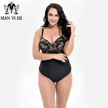 Плюс Размер принт сексуальный женские Монокини черный пуш-ап цельный купальник 2XL-6XL Купальники больших размеров adies купальный костюм