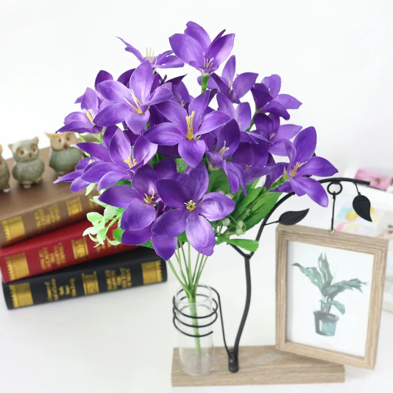 Flone Multicolor Artificial Lily Flower Fake Plastic Silk Flowers Bridal Bouquet Wedding Wreath Home Party Decor Art Floral (4)