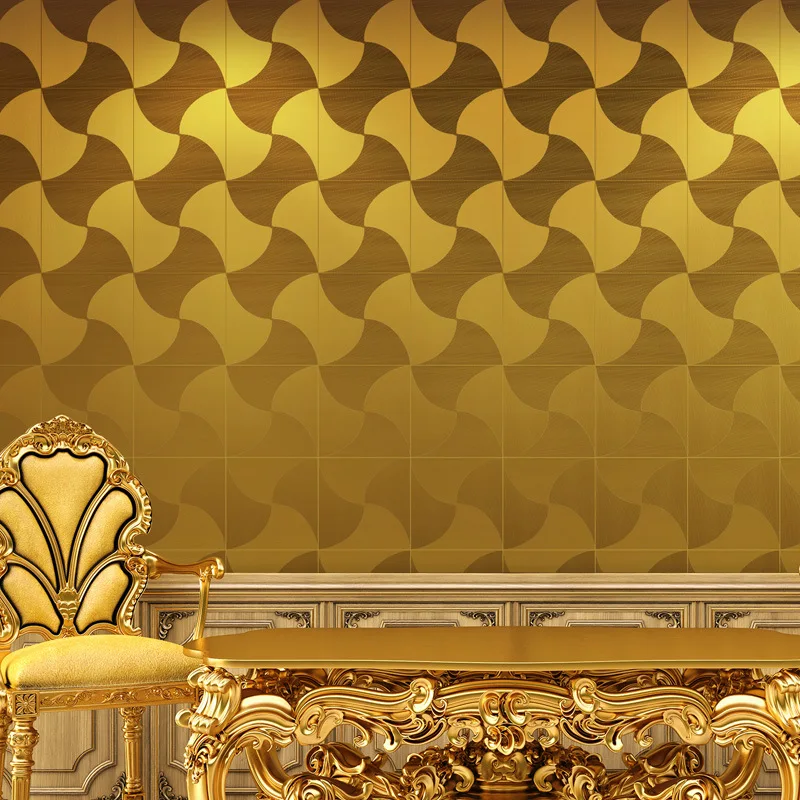 Simple gold foil 3D stereo gold/silver wallpaper rolls PVC ceiling