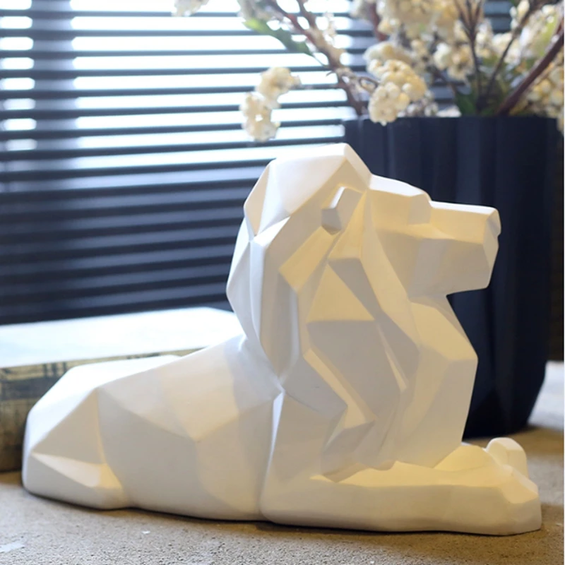 León resina modelo manualidades adornos Oficina Bar León fe escultura geométrica estatua Animal Origami Arte Abstracto decoración regalo